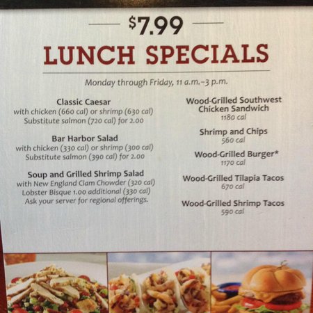 red lobster weekday lunch menu